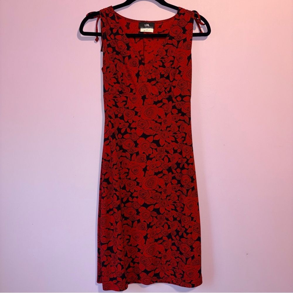 Vintage Y2K IN San Francisco Babydoll Midi Dress Women S Romantic Dark Floral